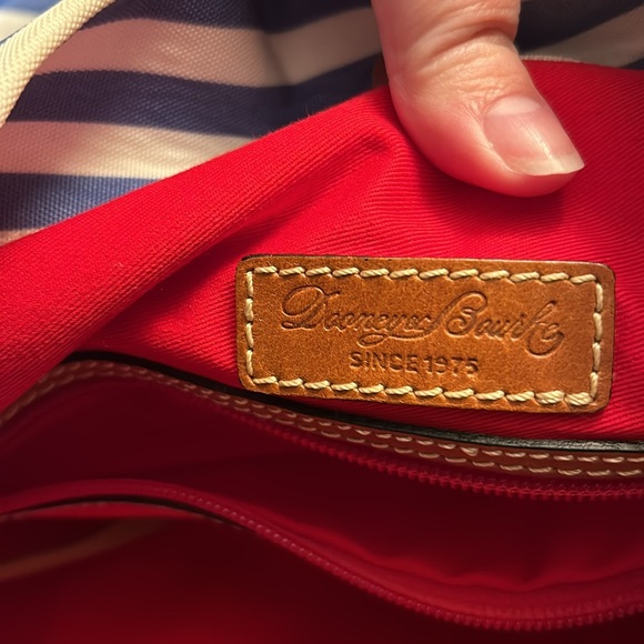 Dooney & Bourke Blue and white striped shoulder bag. - Picture 12 of 12
